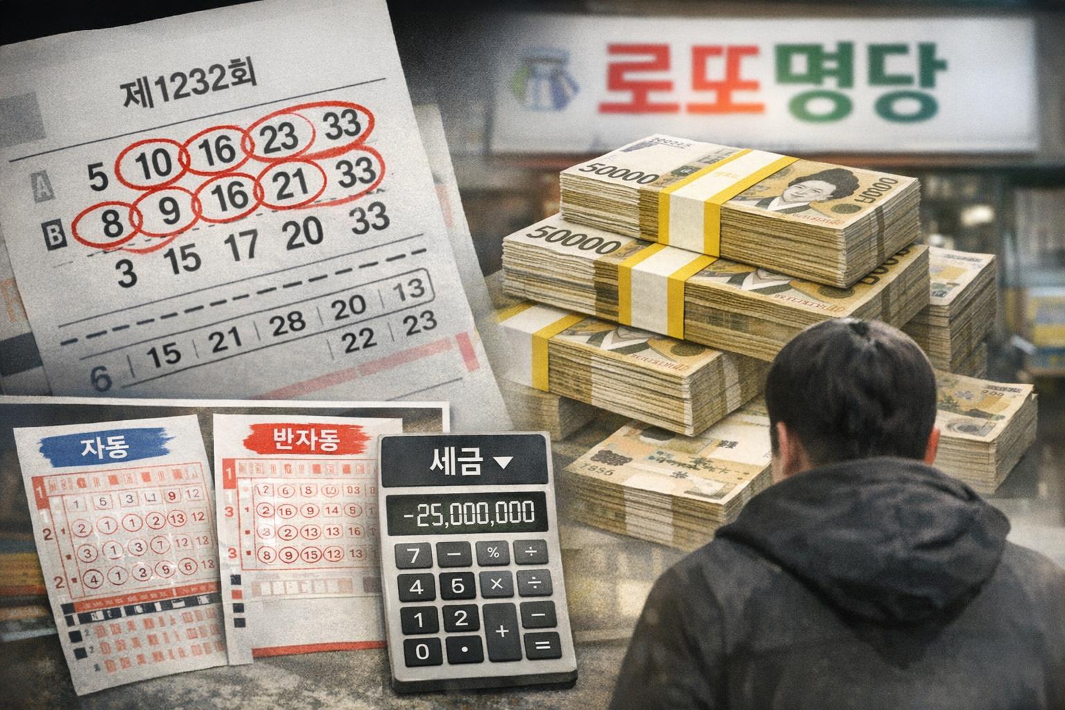 로또 1232회 ‘25억 당첨자 논란’ 요약: 번호, 지역, 반자동 2게임, 실수령 체크까지