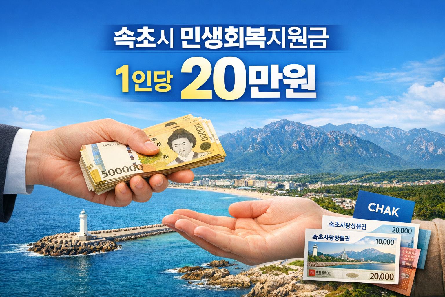 속초시 민생회복지원금 1인당 20만원 제한 없이 전 시민 대상